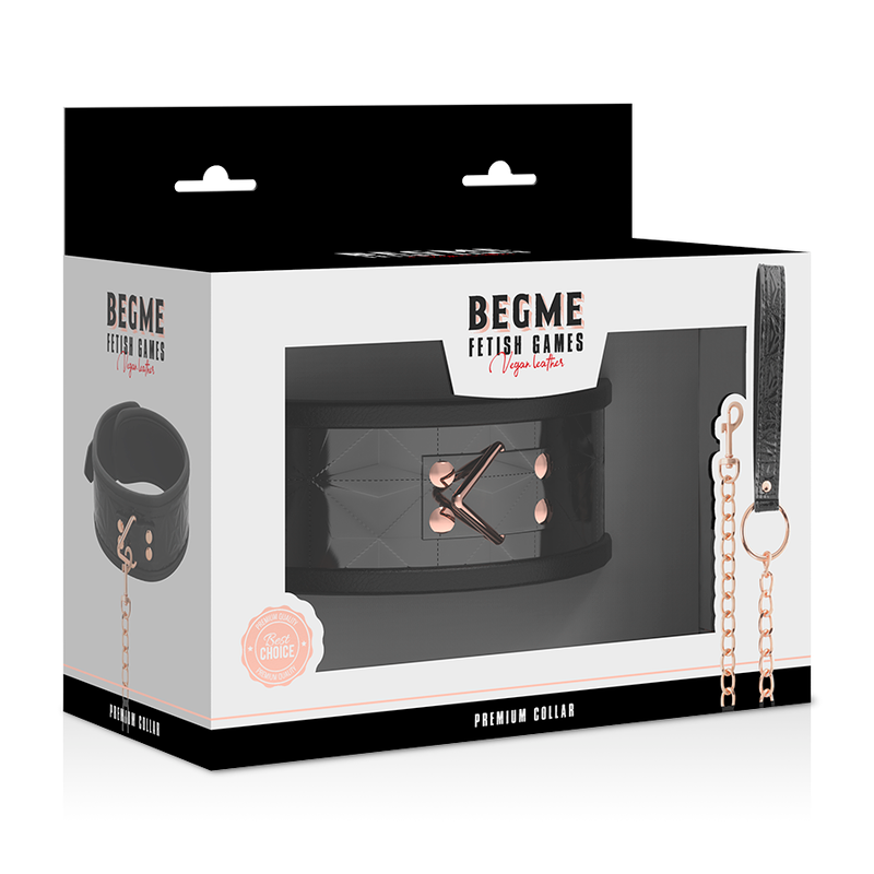 BEGME - COLLAR DE CUERO VEGANO PREMIUM EDICIÓN NEGRA CON FORRO DE NEOPRENO