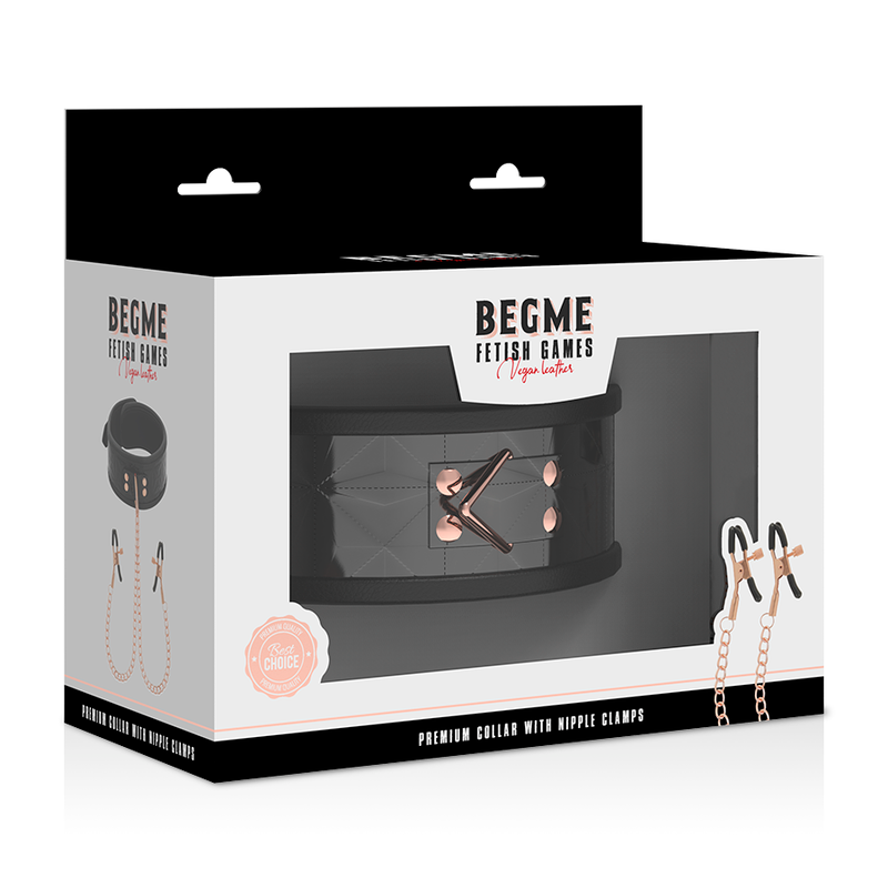 BEGME - COLLAR BLACK EDITION CON PINZAS PARA PEZONES CON FORRO DE NEOPRENO