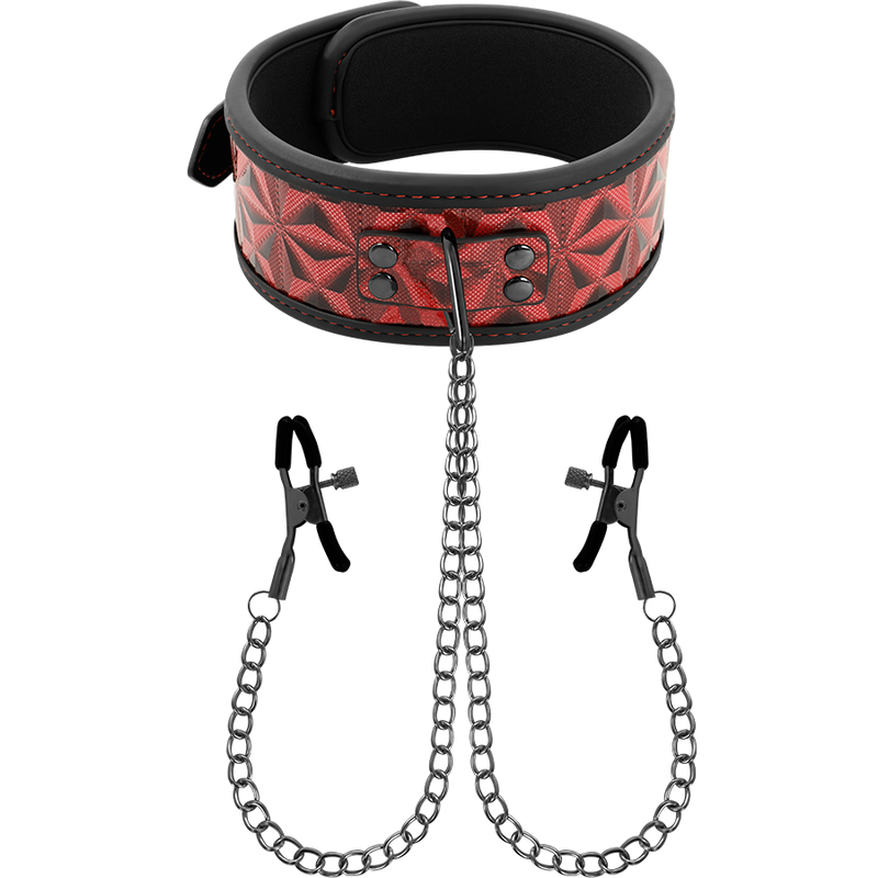 BEGME - COLLAR EDICIÓN ROJA CON PINZAS PARA PEZONES CON FORRO DE NEOPRENO