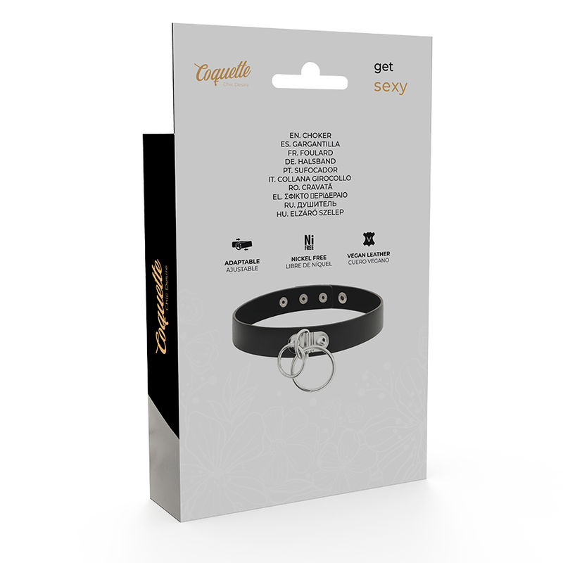 COQUETTE CHIC DESIRE - GARGANTILLA DE CUERO VEGANO CON DOBLE ANILLA