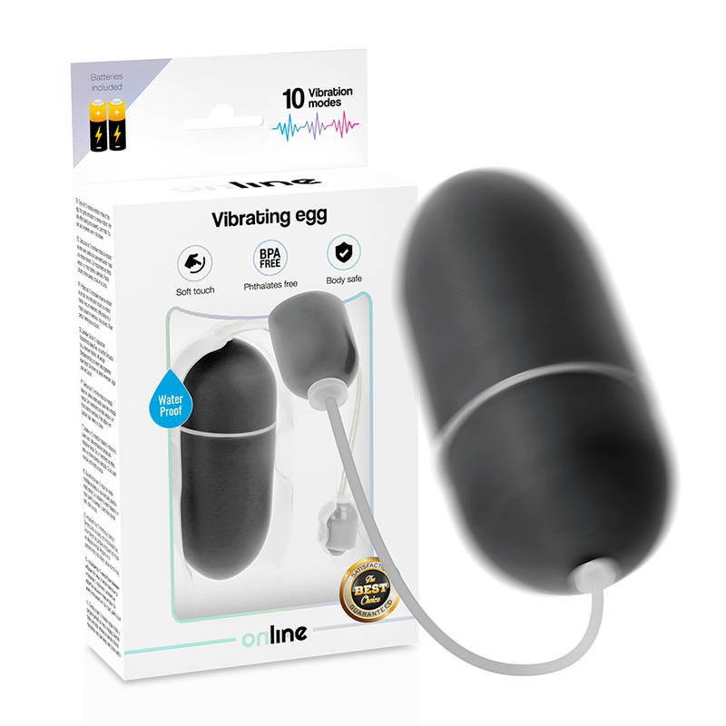 EN LÍNEA - HUEVO VIBRADOR IMPERMEABLE NEGRO