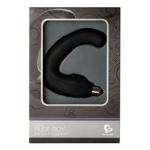 ROCKS-OFF - MASAJEADOR DE PUNTO G MASCULINO RUDE-BOY 7 V NEGRO