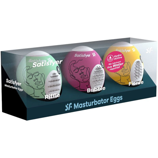 SATISFYER - 3 ŒUFS MASTURBATEURS RIFFLE, BUBBLE & FIERCE