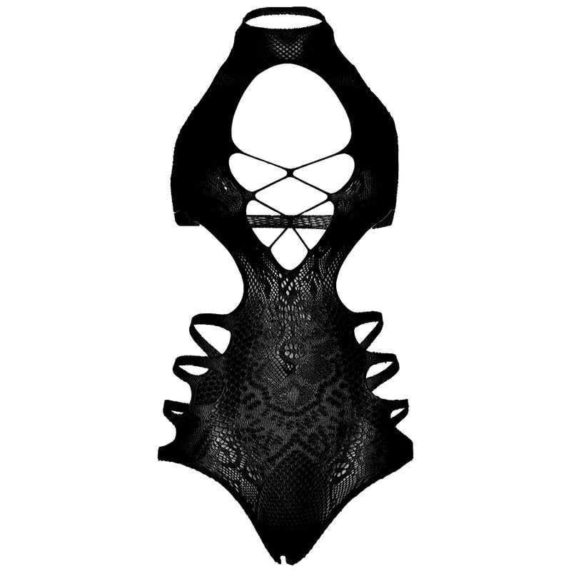 LEG AVENUE - BODY DE TIRANTES CON RECORTES TALLA ÚNICA - NEGRO