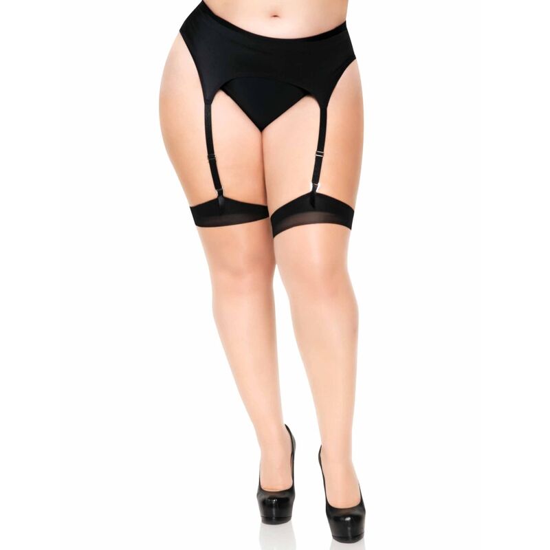 LEG AVENUE - PLUS LYCRA TRANSPARENTE DE DOS TONOS CON COSTURA TRASERA Y TACÓN CUBANO