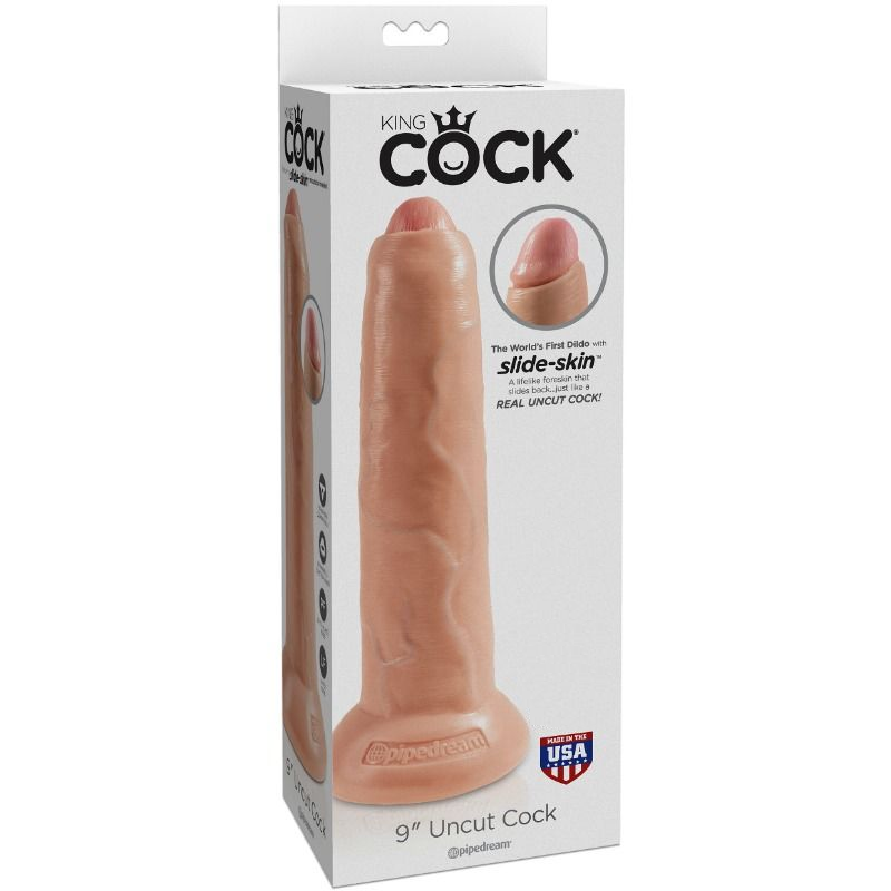 KING COCK - DILDO REALISTA SIN CORTAR, COLOR CARNE, 23 CM