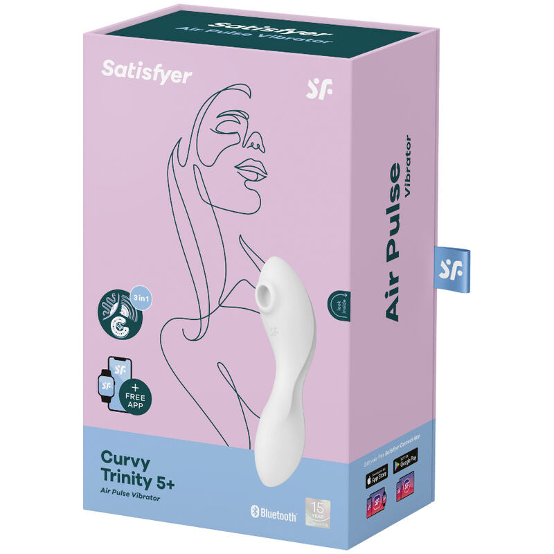 SATISFYER - CURVY TRINITY 5 ESTIMULADOR Y VIBRADOR DE PULSACIONES DE AIRE CON APLICACIÓN BLANCO