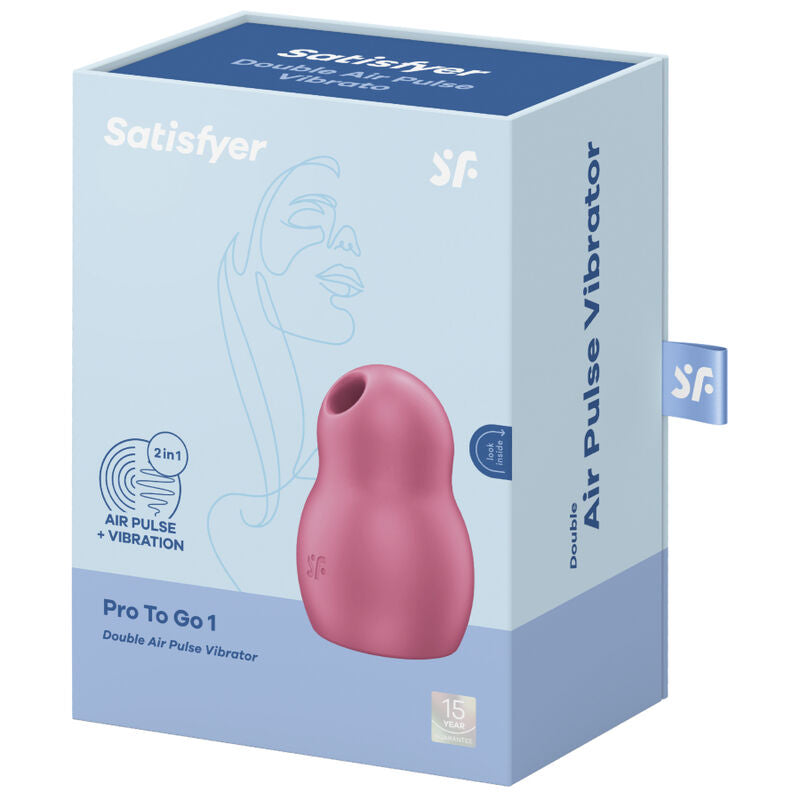 SATISFYER - PRO TO GO 1 ESTIMULADOR Y VIBRADOR DE DOBLE PULSO DE AIRE ROJO