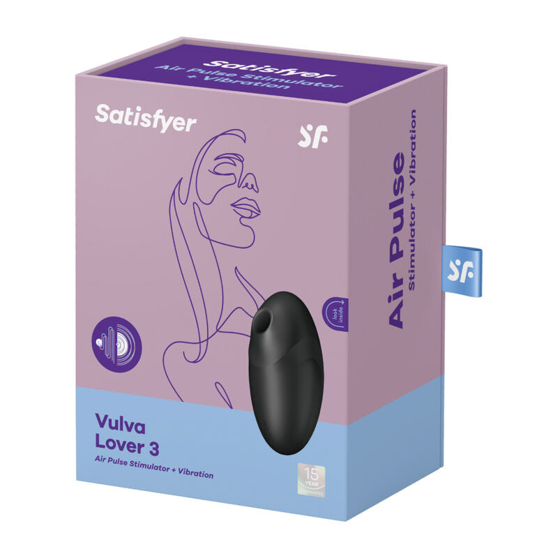 SATISFYER - VULVA LOVER 3 ESTIMULADOR Y VIBRADOR DE PULSACIONES DE AIRE NEGRO