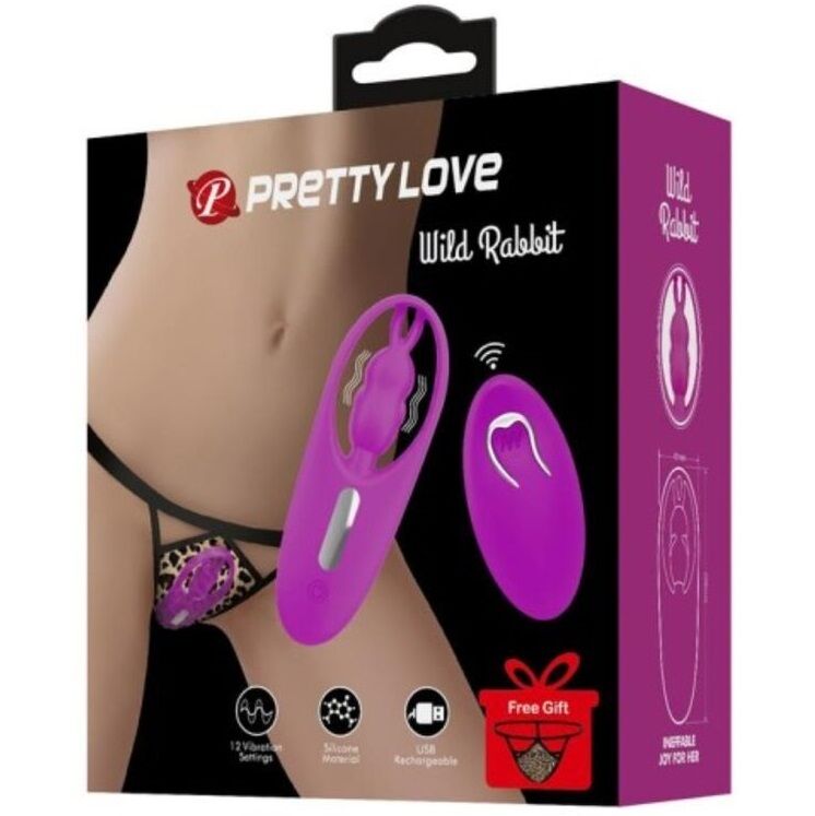 PRETTY LOVE - ESTIMULADOR WILD RABBIT PARA BRAGUITAS CON CONTROL REMOTO LILA