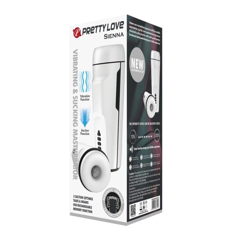 PRETTY LOVE - MASTURBADOR MASCULINO SIENNA CON VIBRACIÓN, VOZ Y SUCCIÓN