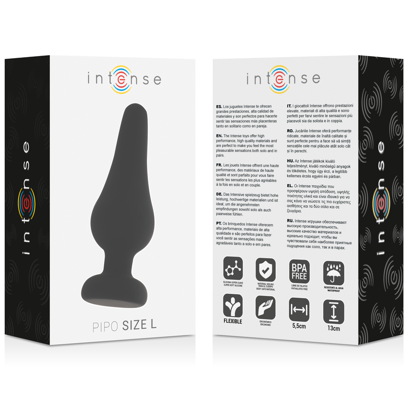 INTENSE - PLUG ANAL PIPO L SILICONA NEGRA 13 CM