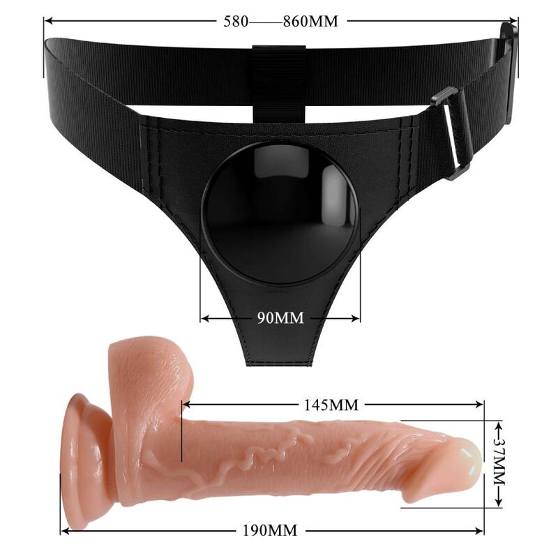 PRETTY LOVE - ARNÉS BRAGUITA ARNÉS UNIVERSAL CON DILDO KEVIN 19 CM NATURAL