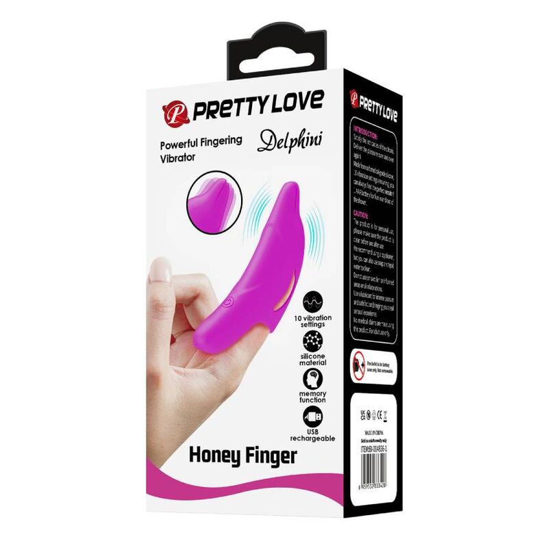 PRETTY LOVE - ESTIMULADOR DE DEDOS DELPHINI POTENTE PÚRPURA