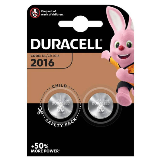 DURACELL - PILA DE BOTÓN LITIO CR2016 3V 2 UNIDADES