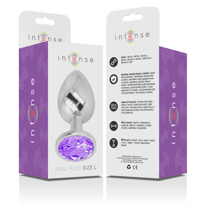 INTENSE - PLUG ANAL DE ALUMINIO CON CRISTAL VIOLETA TALLA L