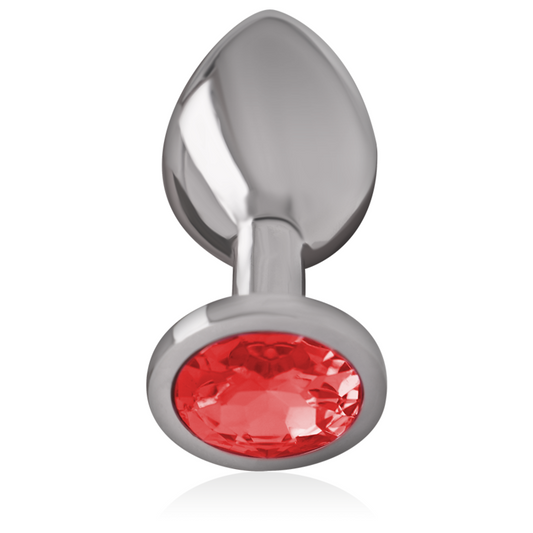 INTENSE - PLUG ANAL DE ALUMINIO CON CRISTAL ROJO TALLA S