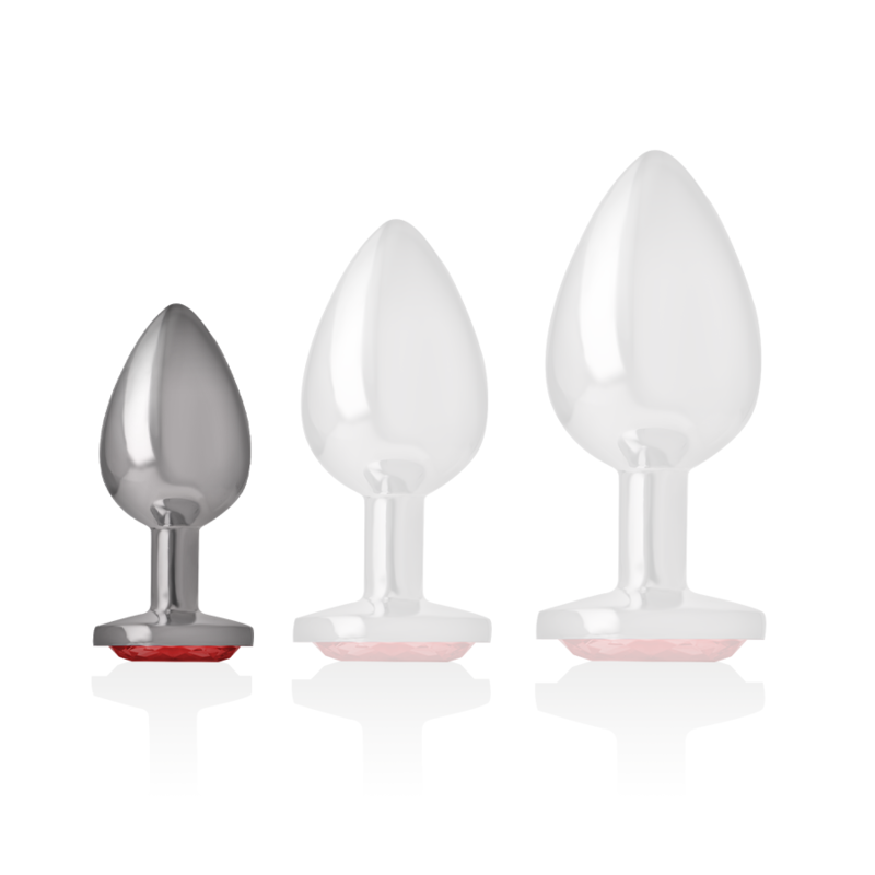 INTENSE - PLUG ANAL DE ALUMINIO CON CRISTAL ROJO TALLA S