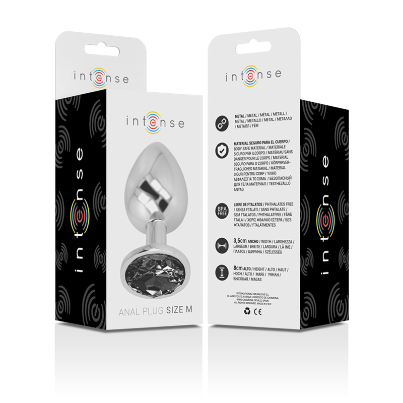 INTENSE - PLUG ANAL DE ALUMINIO Y VIDRIO NEGRO TALLA M