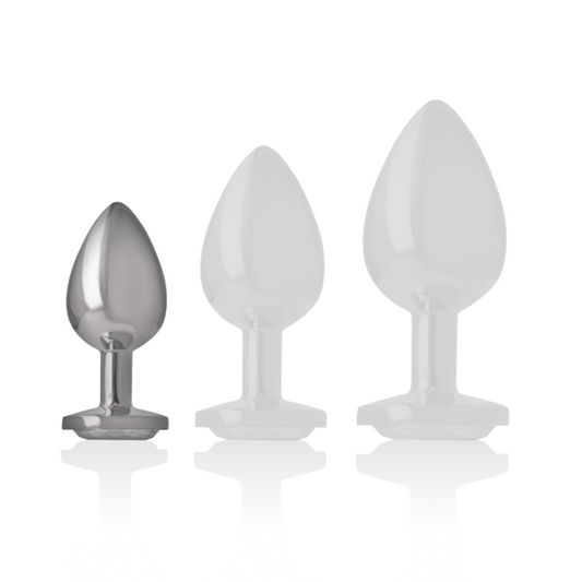 INTENSE - PLUG ANAL DE ALUMINIO CON CRISTAL PLATEADO TALLA S