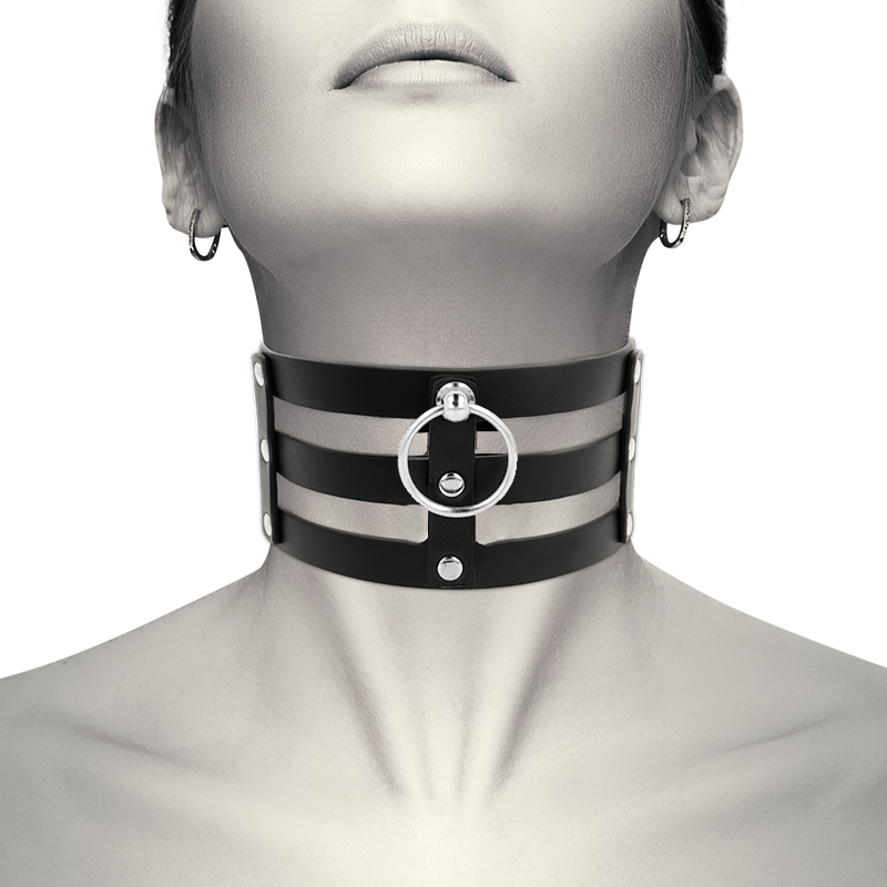 COQUETTE CHIC DESIRE - COLLIER RAS-DE-COU EN CUIR VEGAN STYLE FÉTICHE