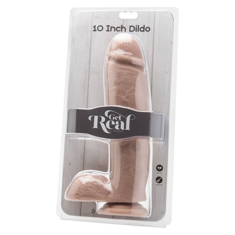 GET REAL - DILDO 25,5 CM CON BOLAS DE PIEL