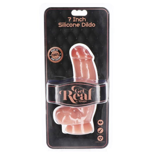 GET REAL - DILDO DE SILICONA 18 CM CON BOLAS DE PIEL