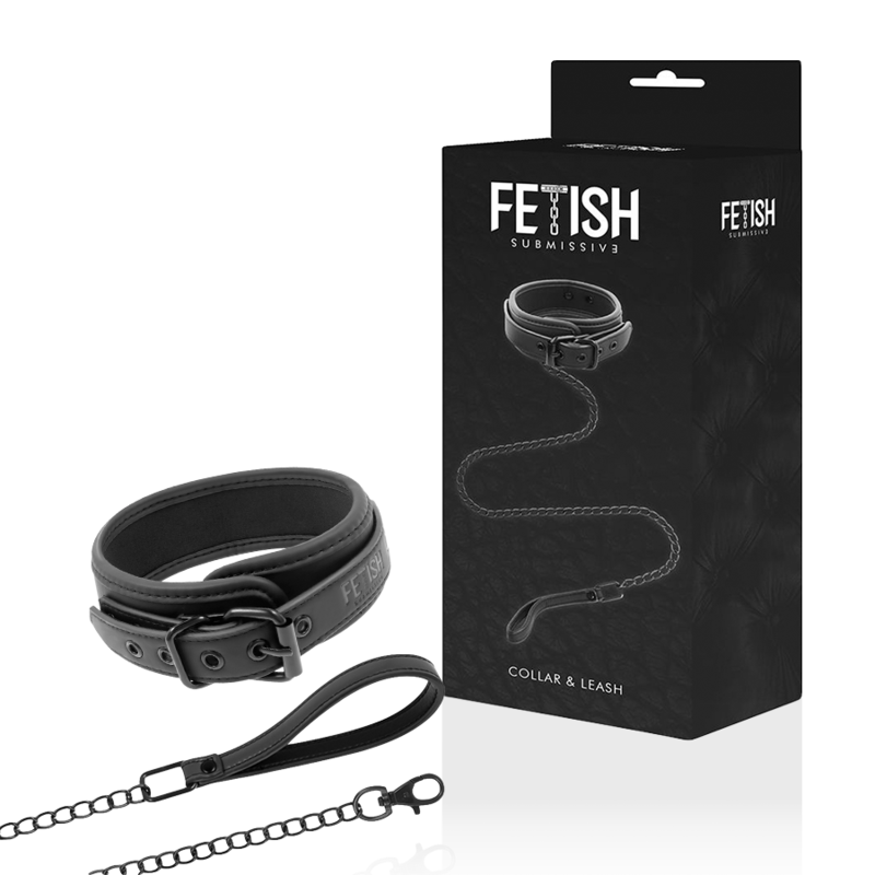 COLLAR DE CADENA CON FORRO DE NOPRENE PARA SUMISO FETICHE