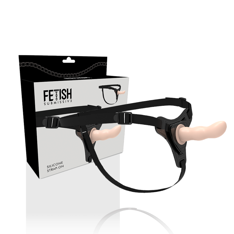 ARNÉS FETISH SUBMISSIVE - SILICONA COLOR CARNE PUNTO G 12,5 CM