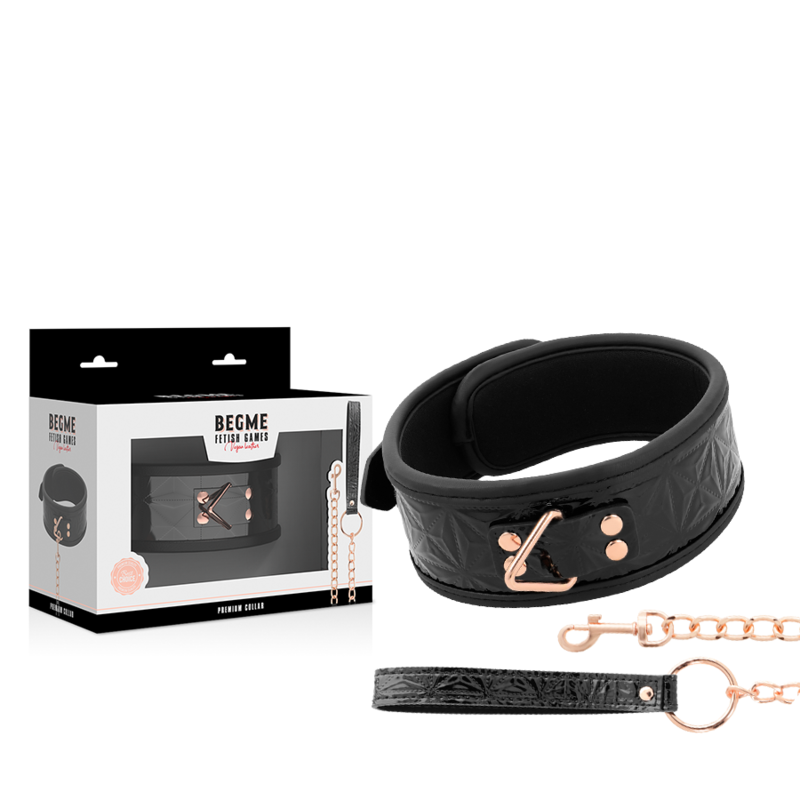 BEGME - COLLAR DE CUERO VEGANO PREMIUM EDICIÓN NEGRA CON FORRO DE NEOPRENO