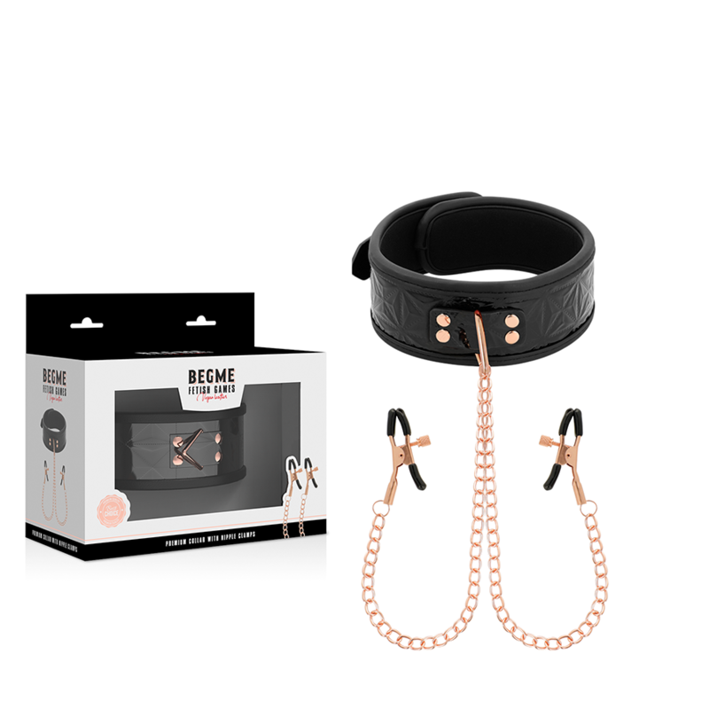 BEGME - COLLAR BLACK EDITION CON PINZAS PARA PEZONES CON FORRO DE NEOPRENO
