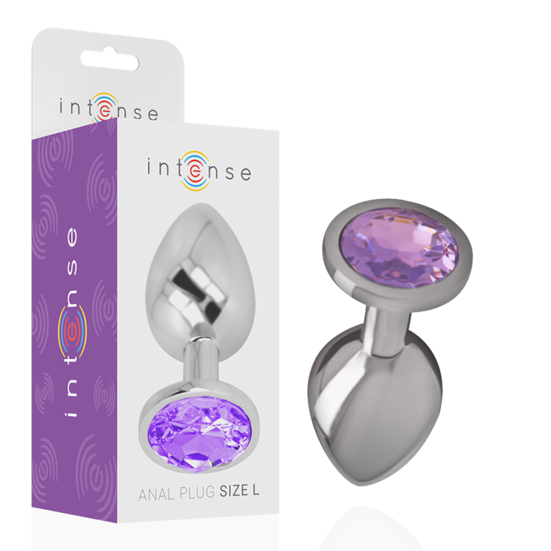 INTENSE - PLUG ANAL DE METAL DE ALUMINIO CON CRISTAL VIOLETA TALLA S