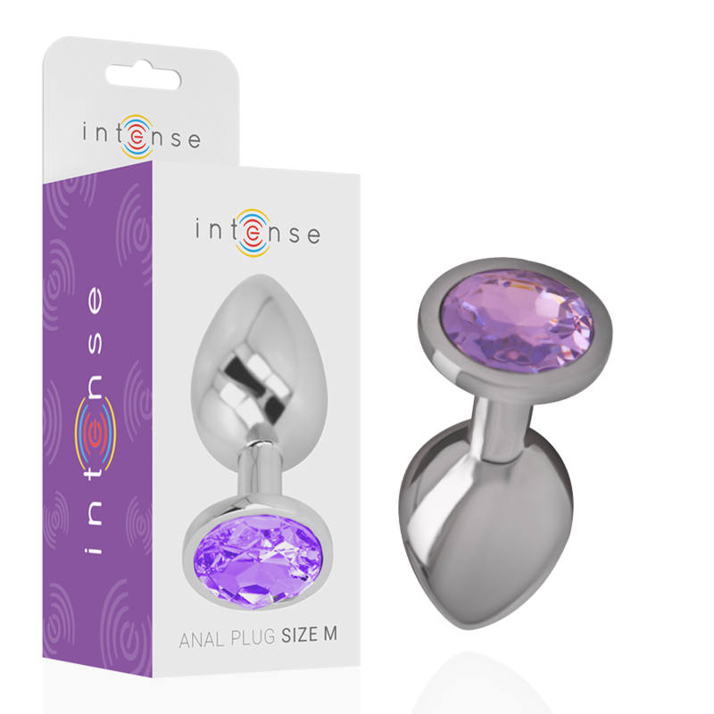 INTENSE - PLUG ANAL DE ALUMINIO CON CRISTAL VIOLETA TALLA M