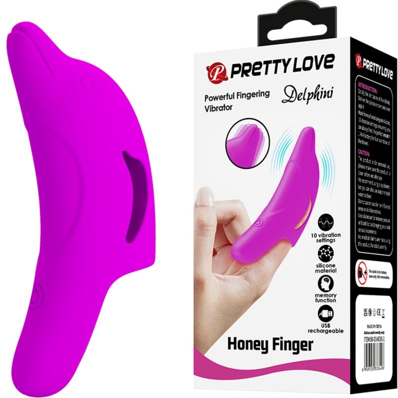 PRETTY LOVE - ESTIMULADOR DE DEDOS DELPHINI POTENTE PÚRPURA