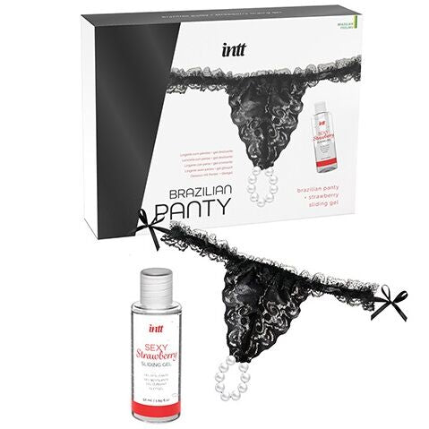 LANZAMIENTOS INTT - BRAGUITA BRASILEÑA NEGRA CON PERLAS Y GEL LUBRICANTE 50 ML