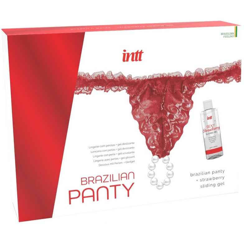 LANZAMIENTOS INTT - BRAGUITA BRASILEÑA ROJA CON PERLAS Y GEL LUBRICANTE 50 ML