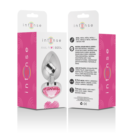 INTENSE - PLUG ANAL DE ALUMINIO METAL CORAZÓN ROSA TALLA L