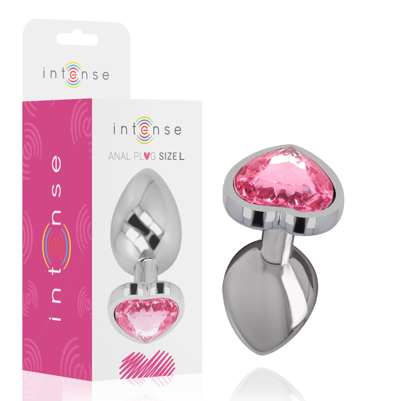 INTENSE - PLUG ANAL DE ALUMINIO METAL CORAZÓN ROSA TALLA L