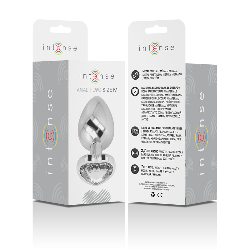 INTENSE - PLUG ANAL DE ALUMINIO METAL CORAZÓN BLANCO TALLA M