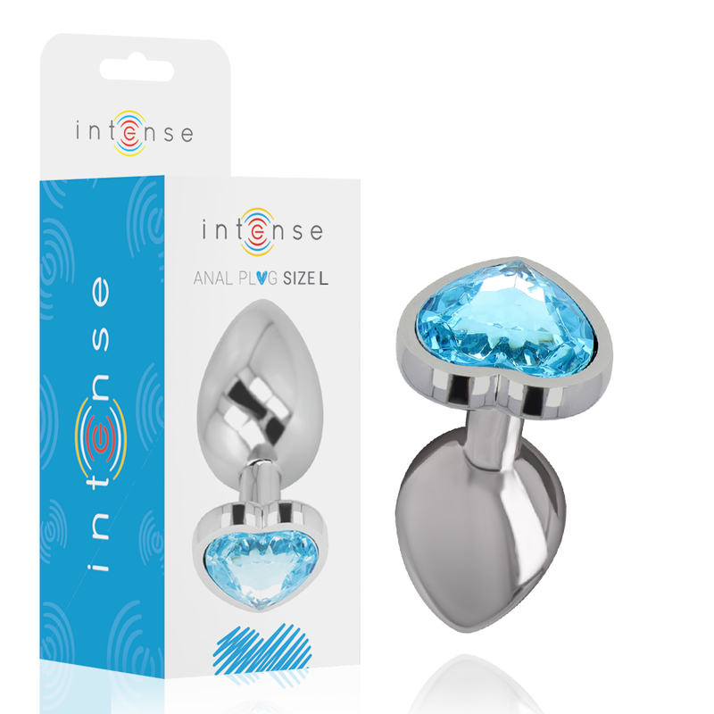 INTENSE - PLUG ANAL DE ALUMINIO Y METAL CORAZÓN AZUL TALLA L