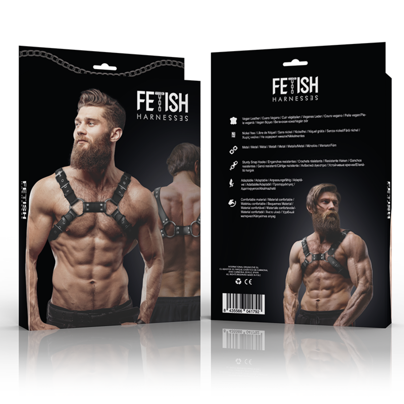 ACTITUD SUMISA FETICHE - ARNÉS DE PECHO BULLDOG DE CUERO ECOLÓGICO AJUSTABLE PARA HOMBRE