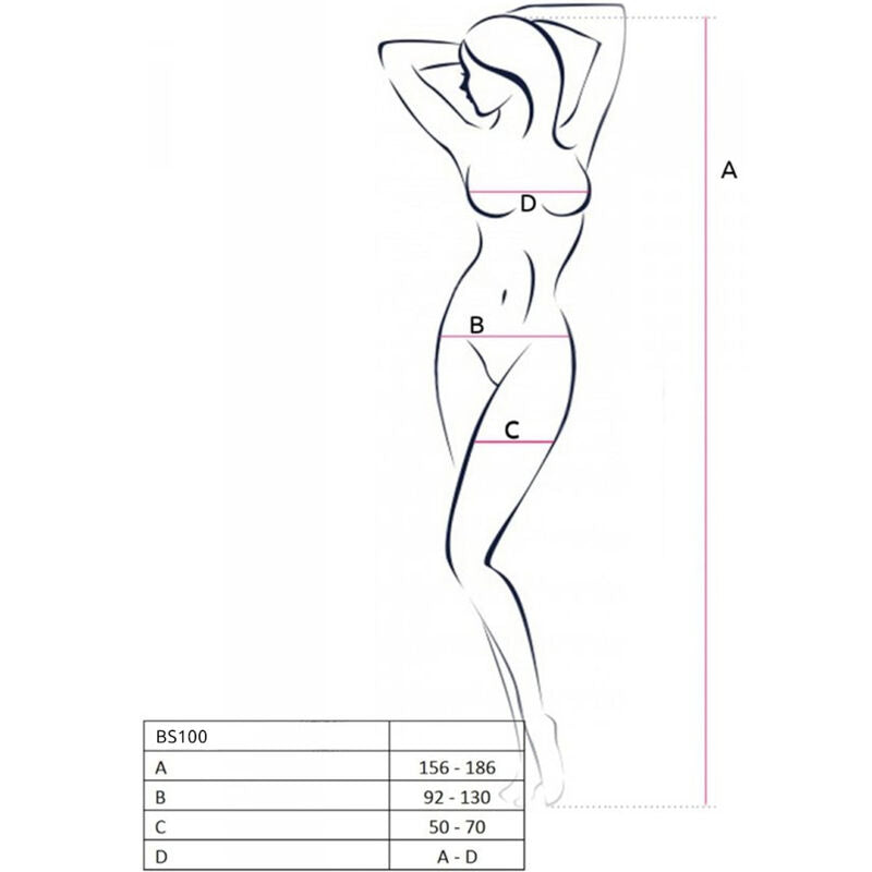 PASIÓN - BS100 BODYSTOCKING NEGRO TALLA ÚNICA