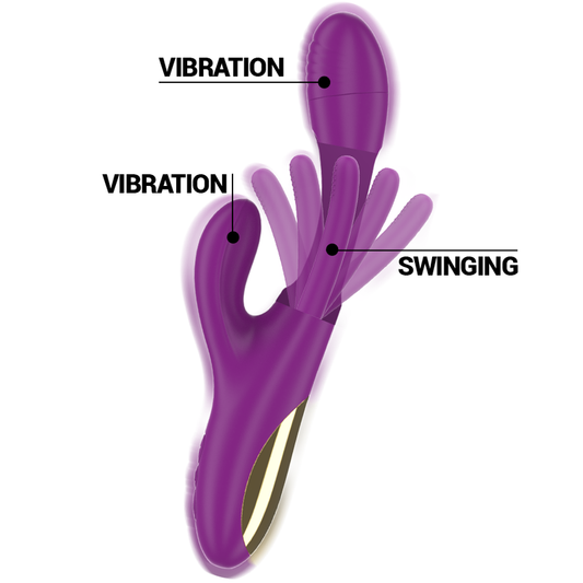 INTENSE - APOLO VIBRADOR MULTIFUNCIÓN RECARGABLE 7 VIBRACIONES CON MOVIMIENTO DE OSCILACIÓN MORADO