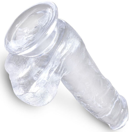 KING COCK - PENE REALISTA CON BOLAS 13,5 CM TRANSPARENTE