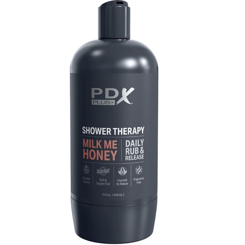 PDX PLUS - MASTURBADOR STROKER DISEÑO DE BOTELLA DISCRETO MILK ME CHAMPÚ DE MIEL Y CARAMELO