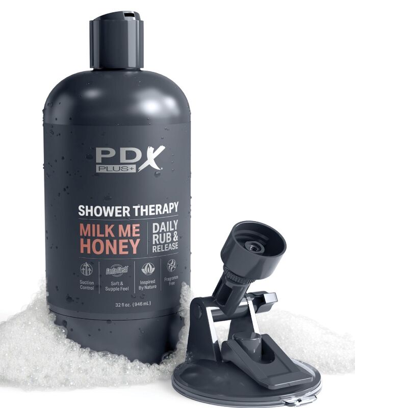 PDX PLUS - MASTURBADOR STROKER DISEÑO DE BOTELLA DISCRETO MILK ME CHAMPÚ DE MIEL Y CARAMELO
