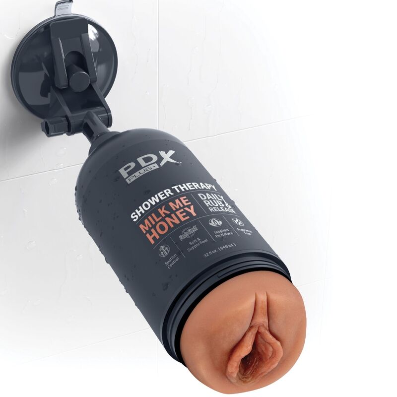 PDX PLUS - MASTURBADOR STROKER DISEÑO DE BOTELLA DISCRETO MILK ME CHAMPÚ DE MIEL Y CARAMELO