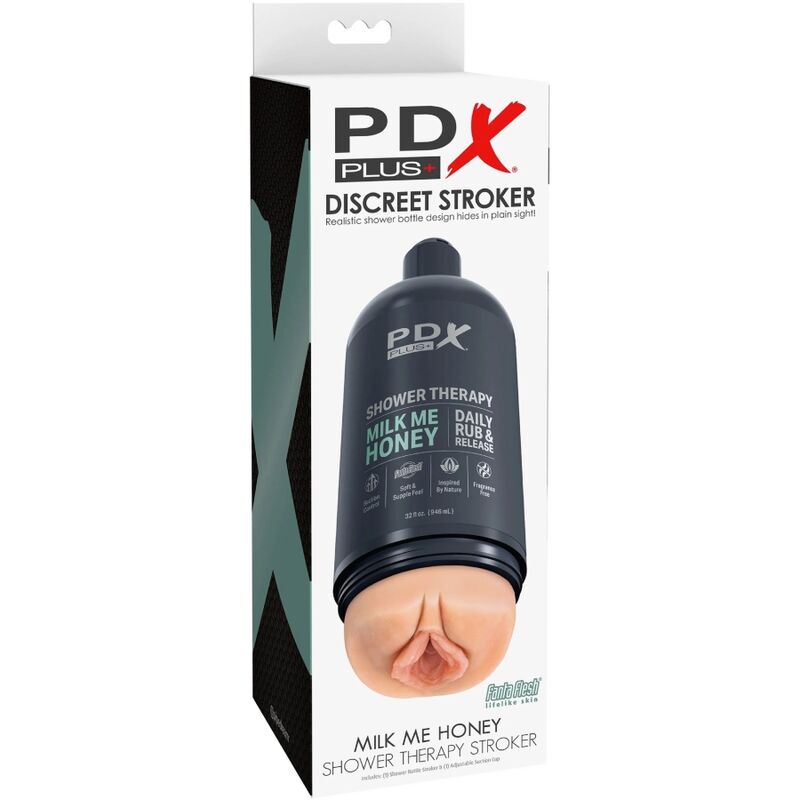 PDX PLUS - MASTURBADOR STROKER DISEÑO DISCRETO DE BOTELLA DE CHAMPÚ MILK ME HONEY