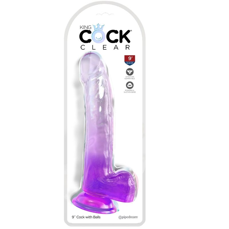 KING COCK - DILDO TRANSPARENTE CON TESTICULOS 20,3 CM MORADO