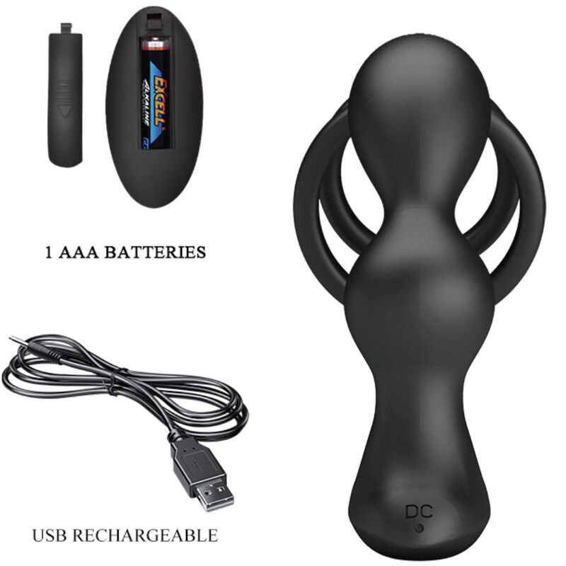PRETTY LOVE - ANILLO MARSHALL PARA EL PENE CON PLUG ANAL VIBRATORIO Y CONTROL REMOTO